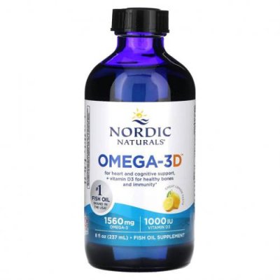 Nordic Naturals, Omega-3D, Lemon, 237 мл (8 жидких унций) / Рыбий жир омега-3 | Аптека | V4.Ru: Маркетплейс