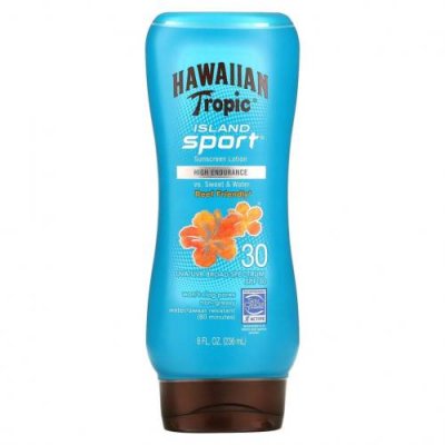 Hawaiian Tropic, Высокоэффективное солнцезащитное средство Island Sport с SPF 30, легкий тропический аромат, 236 мл / Солнцезащитные средства | Аптека | V4.Ru: Маркетплейс