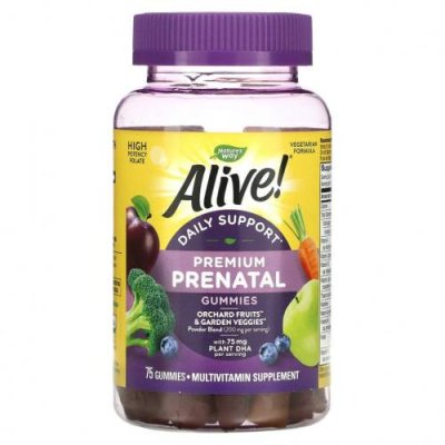 Nature's Way, Alive! Daily Support Premium Prenatal, витамины для беременных, клубника и лимон, 75 жевательных таблеток / Пренатальные витамины | Аптека | V4.Ru: Маркетплейс