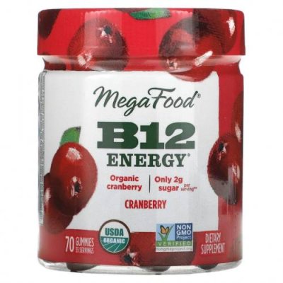 MegaFood, B12 Energy, Клюква, 70 жевательных конфет / B12 | Аптека | V4.Ru: Маркетплейс