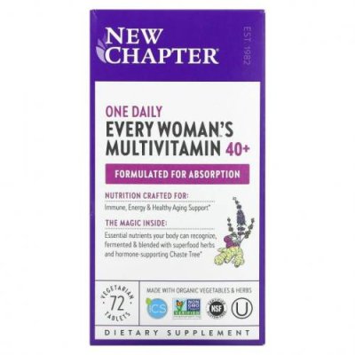 New Chapter, 40+ Every Woman's One Daily, витаминный комплекс на основе цельных продуктов для женщин старше 40 лет, 72 вегетарианские таблетки / Женские мультивитамины | Аптека | V4.Ru: Маркетплейс