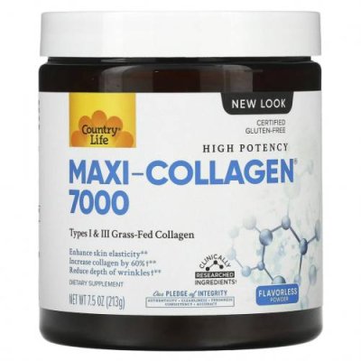 Country Life, Maxi-Collagen 7000 Powder, Flavorless, 7.5 oz (213 g) / Коллаген, добавки | Аптека | V4.Ru: Маркетплейс