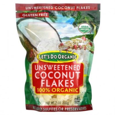 Edward & Sons, Edward & Sons, Let's Do Organic, 100% Organic Unsweetened Coconut Flakes, 7 oz (200 g) / Сушеный кокос | Аптека | V4.Ru: Маркетплейс