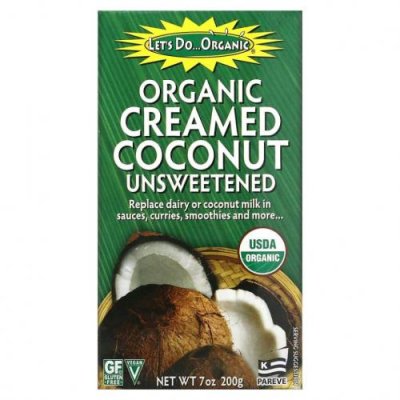 Edward & Sons, Edward & Sons, Let's Do Organic, Organic Creamed Coconut, Unsweetened, 7 oz (200 g) / Кокосовая вода и молоко | Аптека | V4.Ru: Маркетплейс