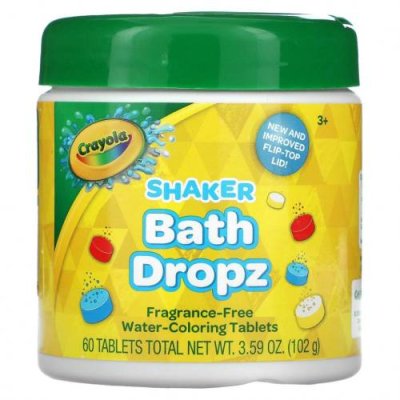 Crayola, Shaker Bath Dropz, для детей старше 3 лет, без отдушек, 60 таблеток, 102 г (3,59 унции) / Игрушки для ванны | Аптека | V4.Ru: Маркетплейс