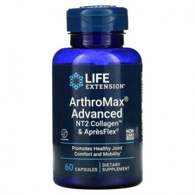 Life Extension, ArthroMax Advanced, усовершенствованный состав, NT2 Collagen и ApresFlex, 60 капсул / Препараты с глюкозамином | Аптека | V4.Ru: Маркетплейс