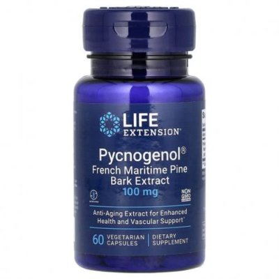 Life Extension, Pycnogenol, экстракт коры французской приморской сосны, 100 мг, 60 вегетарианских капсул / Пикногенол | Аптека | V4.Ru: Маркетплейс