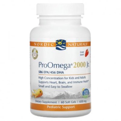 Nordic Naturals, Детская добавка ProOmega 2000, со вкусом клубники, 650 мг, 60 мягких желатиновых капсул / ДГК и омега для детей | Аптека | V4.Ru: Маркетплейс