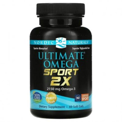 Nordic Naturals, Ultimate Omega Sport 2x, 2,150 mg, 60 Soft Gels / Рыбий жир и омега для активного образа жизни | Аптека | V4.Ru: Маркетплейс