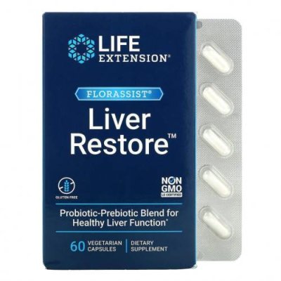 Life Extension, FLORASSIST Liver Restore, добавка для здоровья печени, 60 вегетарианских капсул / Пробиотики | Аптека | V4.Ru: Маркетплейс