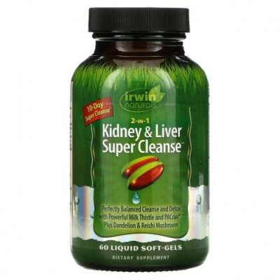 Irwin Naturals, 2 in 1 Kidney & Liver Super Cleanse, 60 желатиновых капсул / Препараты для печени | Аптека | V4.Ru: Маркетплейс