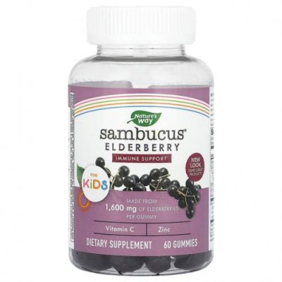 Nature's Way, Sambucus, стандартизированный экстракт бузины для детей, 60 жевательных конфет / Травы для детей | Аптека | V4.Ru: Маркетплейс