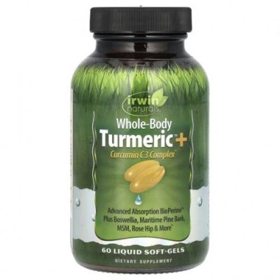 Irwin Naturals, Whole-Body Turmeric+, куркума, 60 капсул с жидкостью / Куркума и куркумин | Аптека | V4.Ru: Маркетплейс