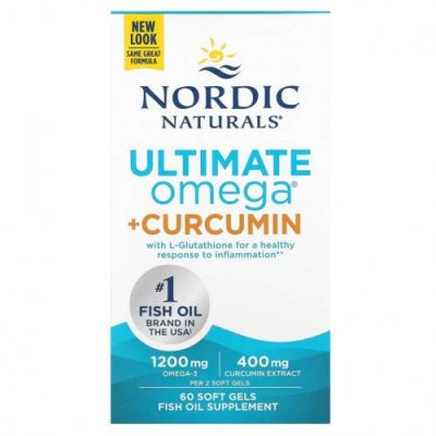 Nordic Naturals, Omega Curcumin, 1250 мг, 60 капсул / Рыбий жир омега-3 | Аптека | V4.Ru: Маркетплейс