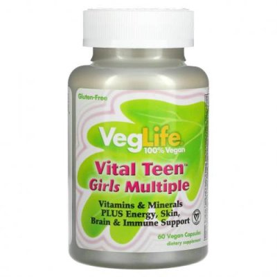 VegLife, Vital Teen Girls Multiple, 60 веганских капсул / Детские мультивитамины | Аптека | V4.Ru: Маркетплейс