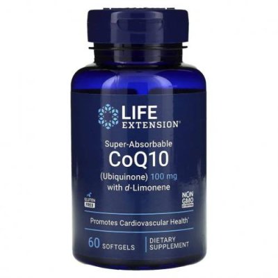 Life Extension, Super-Absorbable CoQ10, суперусваиваемый коэнзим Q10 (убихинон) с d-лимоненом, 100 мг, 60 капсул / Коэнзим Q10 (CoQ10) | Аптека | V4.Ru: Маркетплейс