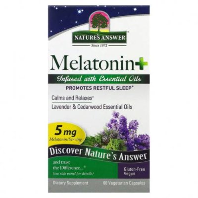 Nature's Answer, Melatonin +, 5 mg, 60 Vegetarian Capsules / Мелатонин | Аптека | V4.Ru: Маркетплейс