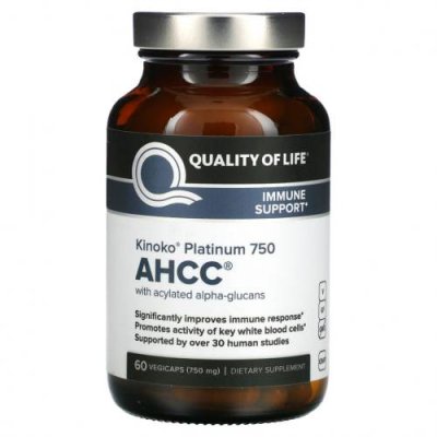 Quality of Life Labs, Kinoko Platinum AHCC, иммунная поддержка, 750 мг, 60 растительных капсул / AHCC | Аптека | V4.Ru: Маркетплейс