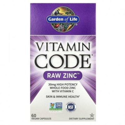 Garden of Life, Vitamin Code, RAW Zinc, 60 веганских капсул / Цинк | Аптека | V4.Ru: Маркетплейс