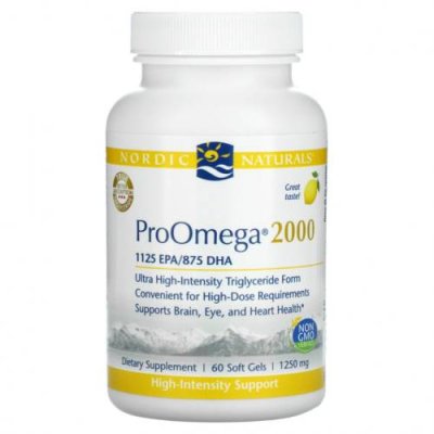 Nordic Naturals, ProOmega 2000, лимон, 1250 мг, 60 мягких желатиновых капсул / Рыбий жир омега-3 | Аптека | V4.Ru: Маркетплейс