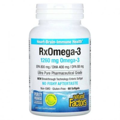 Natural Factors, RxOmega-3, 630 мг, 60 капсул Enteripure / Рыбий жир омега-3 | Аптека | V4.Ru: Маркетплейс