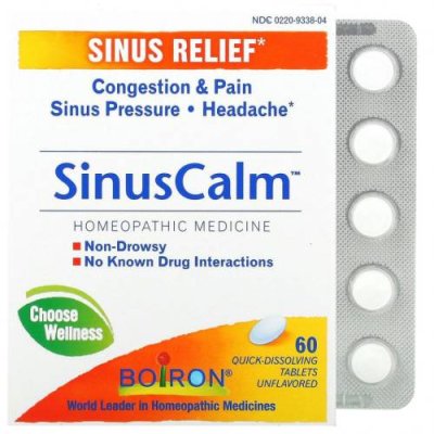 Boiron, SinusCalm, Sinus Relief, без добавок, 60 быстрорастворимых таблеток / Натуральные препараты | Аптека | V4.Ru: Маркетплейс