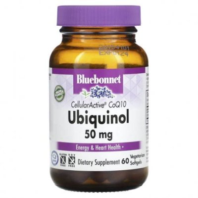 Bluebonnet Nutrition, Ubiquinol, Cellular Active CoQ10, 50 мг, 60 растительных капсул / Ubiquinol, CoQ10 | Аптека | V4.Ru: Маркетплейс