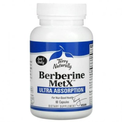 Terry Naturally, Berberine MetX, улучшенная абсорбция, 60 капсул / Берберин (барбарис) | Аптека | V4.Ru: Маркетплейс