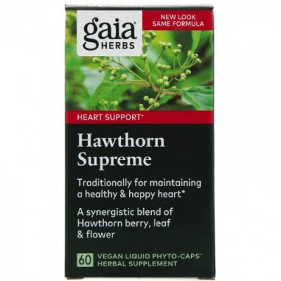 Gaia Herbs, Hawthorn Supreme, 60 растительных капсул с жидкостью / Боярышник | Аптека | V4.Ru: Маркетплейс