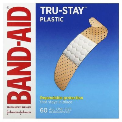 Band Aid, Tru-Stay, пластиковые пластыри, 60 шт. / Пластыри и бандажи | Аптека | V4.Ru: Маркетплейс