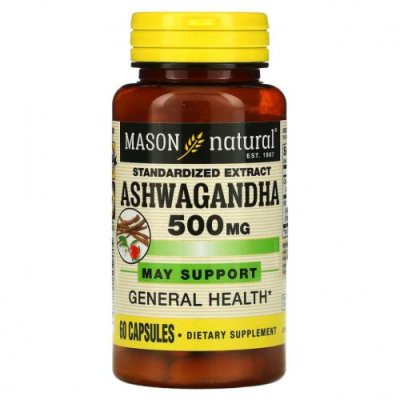 Mason Natural, Ashwagandha, 500 mg, 60 Capsules / Ашваганда | Аптека | V4.Ru: Маркетплейс