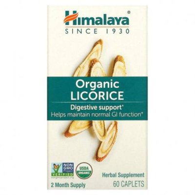 Himalaya, Licorice, органическая поддержка пищеварения, 60 капсул / Корень солодки (DGL) | Аптека | V4.Ru: Маркетплейс