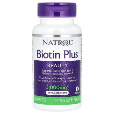 Natrol, Biotin Plus, повышенная эффективность, 5000 мкг, 60 таблеток / Биотин | Аптека | V4.Ru: Маркетплейс