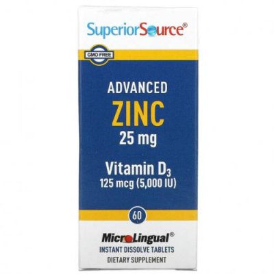 Superior Source, Advanced Zinc, витамин D3, 60 быстрорастворимых таблеток MicroLingual / Цинк | Аптека | V4.Ru: Маркетплейс