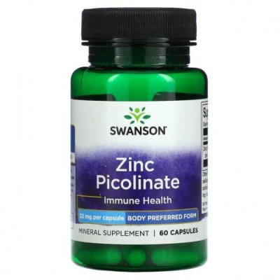 Swanson, Zinc Picolinate, Immune Health, 22 mg, 60 Capsules / Цинк | Аптека | V4.Ru: Маркетплейс