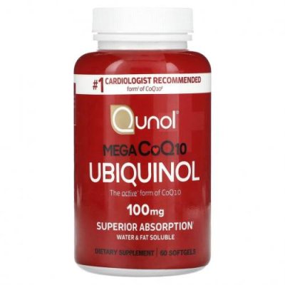 Qunol, Ubiquinol, Mega CoQ10, 100 мг, 60 мягких желатиновых капсул / Ubiquinol, CoQ10 | Аптека | V4.Ru: Маркетплейс