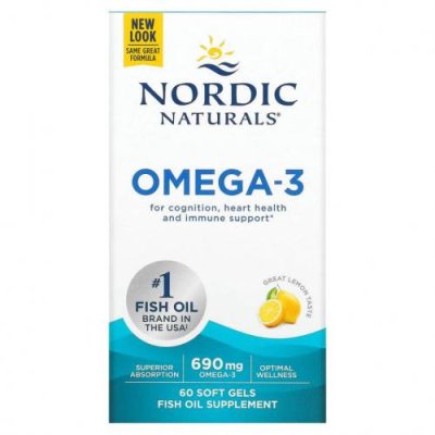 Nordic Naturals, Омега-3, с лимонным вкусом, 345 мг, 60 капсул / Рыбий жир омега-3 | Аптека | V4.Ru: Маркетплейс