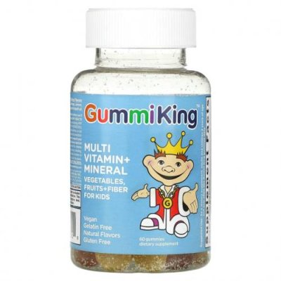 GummiKing, мультивитамины и микроэлементы, овощи, фрукты и клетчатка для детей, 60 жевательных таблеток / Детские мультивитамины | Аптека | V4.Ru: Маркетплейс