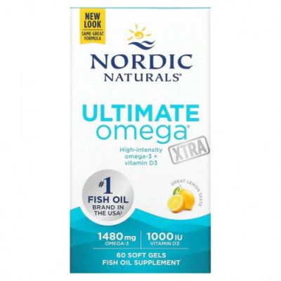 Nordic Naturals, Ultimate Omega Xtra, со вкусом лимона, 740 мг, 60 капсул / Рыбий жир омега-3 | Аптека | V4.Ru: Маркетплейс