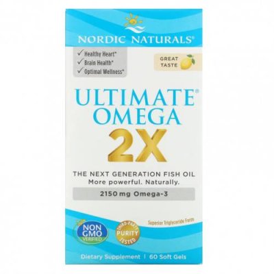 Nordic Naturals, Ultimate Omega 2X, со вкусом лимона, 1075 мг, 60 капсул / Рыбий жир омега-3 | Аптека | V4.Ru: Маркетплейс