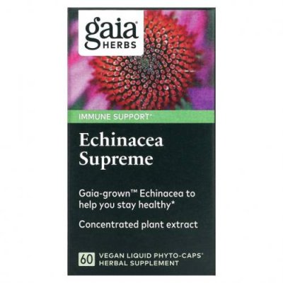 Gaia Herbs, Echinacea Supreme, 60 вегетарианских фито-капсул с жидкостью / Эхинацея | Аптека | V4.Ru: Маркетплейс