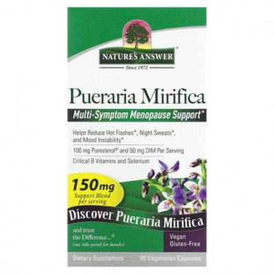 Nature's Answer, Pueraria Mirifica, 100 mg, 60 Vegetarian Capsules / Женские гормональные средства | Аптека | V4.Ru: Маркетплейс