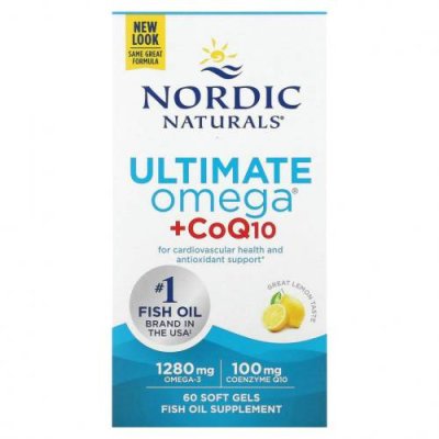 Nordic Naturals, Ultimate Omega + CoQ10, 640 мг, 60 капсул / Коэнзим Q10 (CoQ10) | Аптека | V4.Ru: Маркетплейс