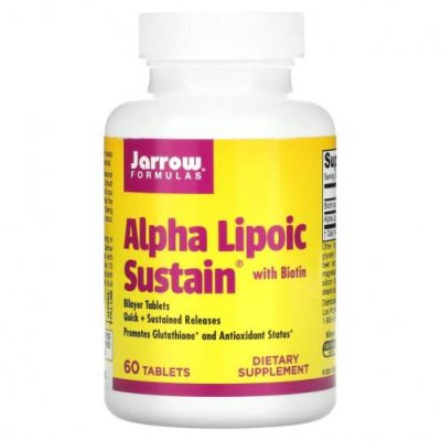 Jarrow Formulas, Alpha Lipoic Sustain, альфа-липоевая кислота с биотином, 300 мг, 60 таблеток / Альфа-липоевая кислота | Аптека | V4.Ru: Маркетплейс