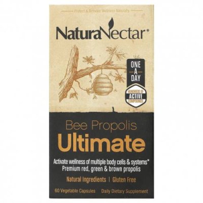 NaturaNectar, Bee Propolis Ultimate, 60 вегетарианских капсул / Прополис | Аптека | V4.Ru: Маркетплейс