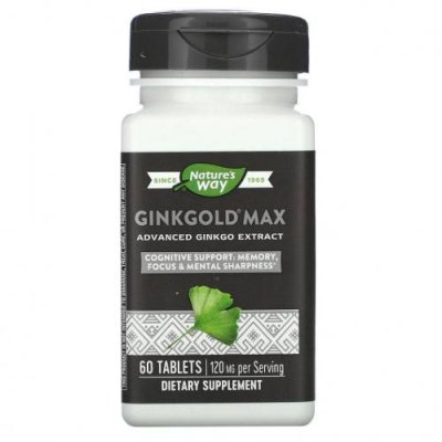 Nature's Way, Ginkgold Max, 120 мг, 60 таблеток / Гинкго Билоба | Аптека | V4.Ru: Маркетплейс