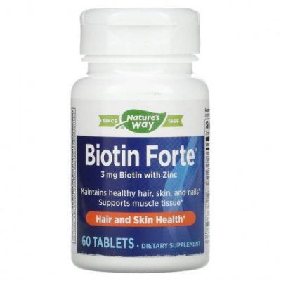 Nature's Way, Biotin Forte, биотин с цинком, 3 мг, 60 таблеток / Биотин | Аптека | V4.Ru: Маркетплейс