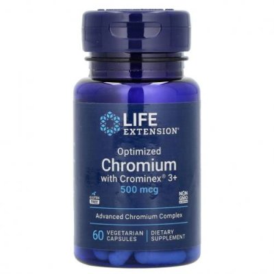 Life Extension, оптимизированный хром с Crominex 3+, 500 мкг, 60 вегетарианских капсул / Хром | Аптека | V4.Ru: Маркетплейс