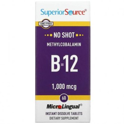 Superior Source, Метилкобаламин B-12, 1000 мкг, 60 быстрорастворимых таблеток MicroLingual / B12 | Аптека | V4.Ru: Маркетплейс