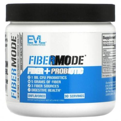 EVLution Nutrition, FiberMode, клетчатка и пробиотик, без добавок, 198 г (6,98 унции) / Пробиотики | Аптека | V4.Ru: Маркетплейс